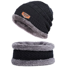 Load image into Gallery viewer, Men Women Winter Thick Warm Knitted Hat Beanie Hat Fleece Lined Neck Warmer Scarf Set
