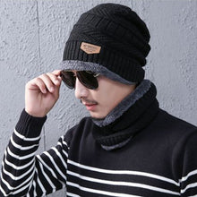 Load image into Gallery viewer, Men Women Winter Thick Warm Knitted Hat Beanie Hat Fleece Lined Neck Warmer Scarf Set
