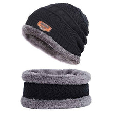 Load image into Gallery viewer, Men Women Winter Thick Warm Knitted Hat Beanie Hat Fleece Lined Neck Warmer Scarf Set