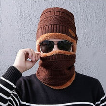 Load image into Gallery viewer, Men Women Winter Thick Warm Knitted Hat Beanie Hat Fleece Lined Neck Warmer Scarf Set