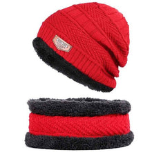 Load image into Gallery viewer, Men Women Winter Thick Warm Knitted Hat Beanie Hat Fleece Lined Neck Warmer Scarf Set