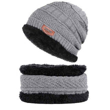 Load image into Gallery viewer, Men Women Winter Thick Warm Knitted Hat Beanie Hat Fleece Lined Neck Warmer Scarf Set