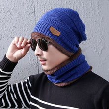 Load image into Gallery viewer, Men Women Winter Thick Warm Knitted Hat Beanie Hat Fleece Lined Neck Warmer Scarf Set