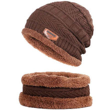 Load image into Gallery viewer, Men Women Winter Thick Warm Knitted Hat Beanie Hat Fleece Lined Neck Warmer Scarf Set