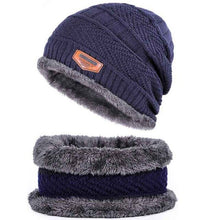 Load image into Gallery viewer, Men Women Winter Thick Warm Knitted Hat Beanie Hat Fleece Lined Neck Warmer Scarf Set